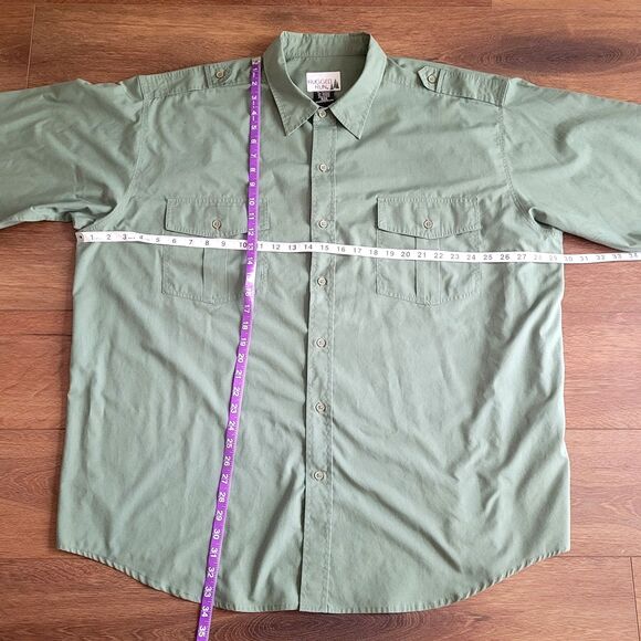Vintage Shirt Mens 2XB Rugged Run Green Button Pockets Short Sleeve 2X Big READ - Picture 3 of 12
